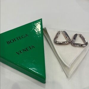 Bottega Veneta Large Twist Triange Silver Earrings